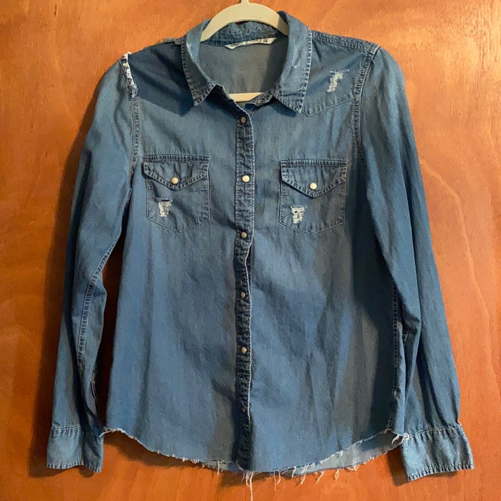 Denim button-up